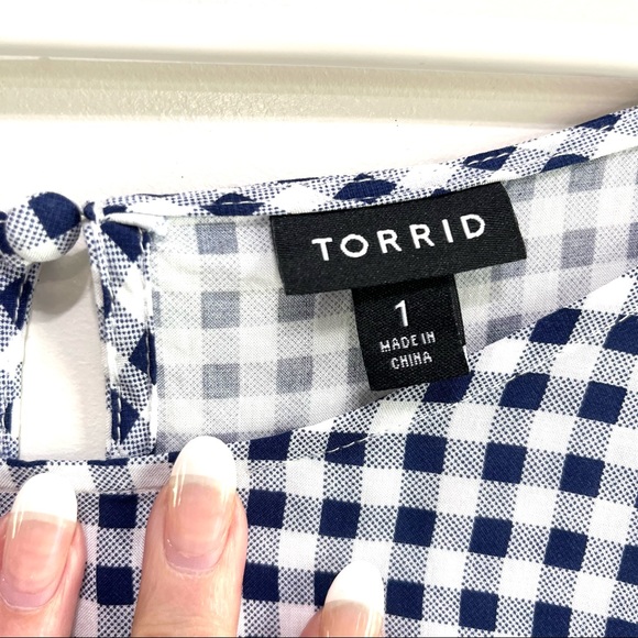 TORRID GINGHAM RUFFLE CHALLIS BLOUSE SIZE 1X - Picture 5 of 11